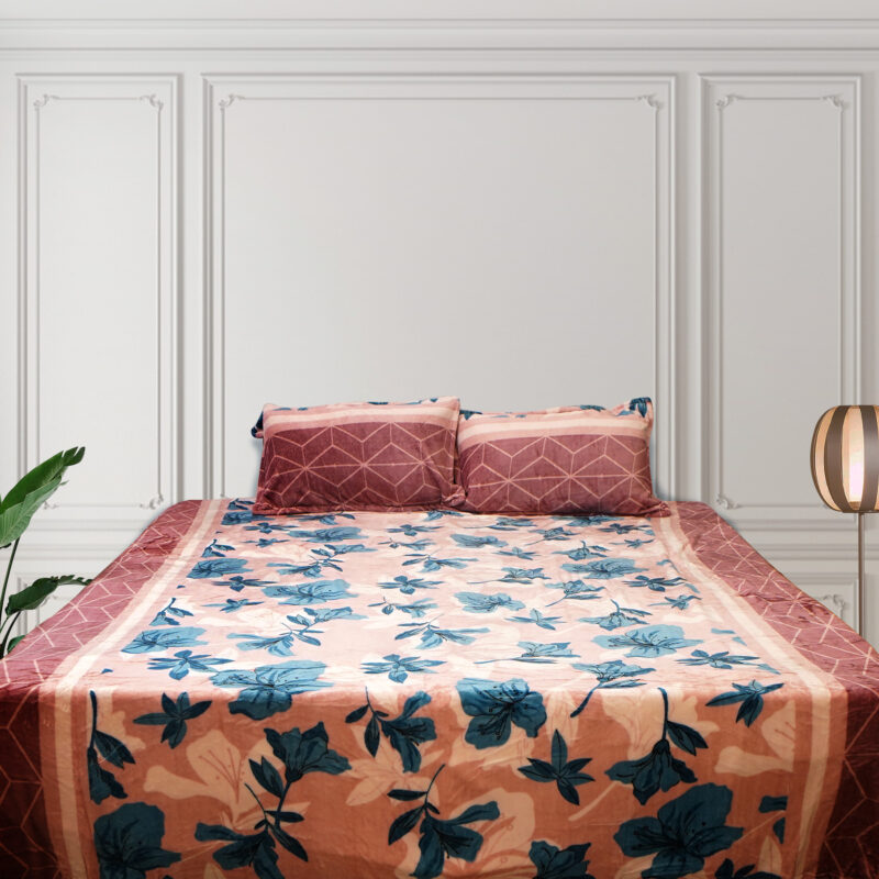 Blue & White Ethnic Motif Bedsheet with 2 Pillow Covers