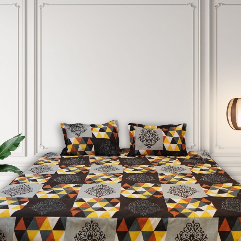 Premium Glace Cotton Bedsheet with 2 pillow covers