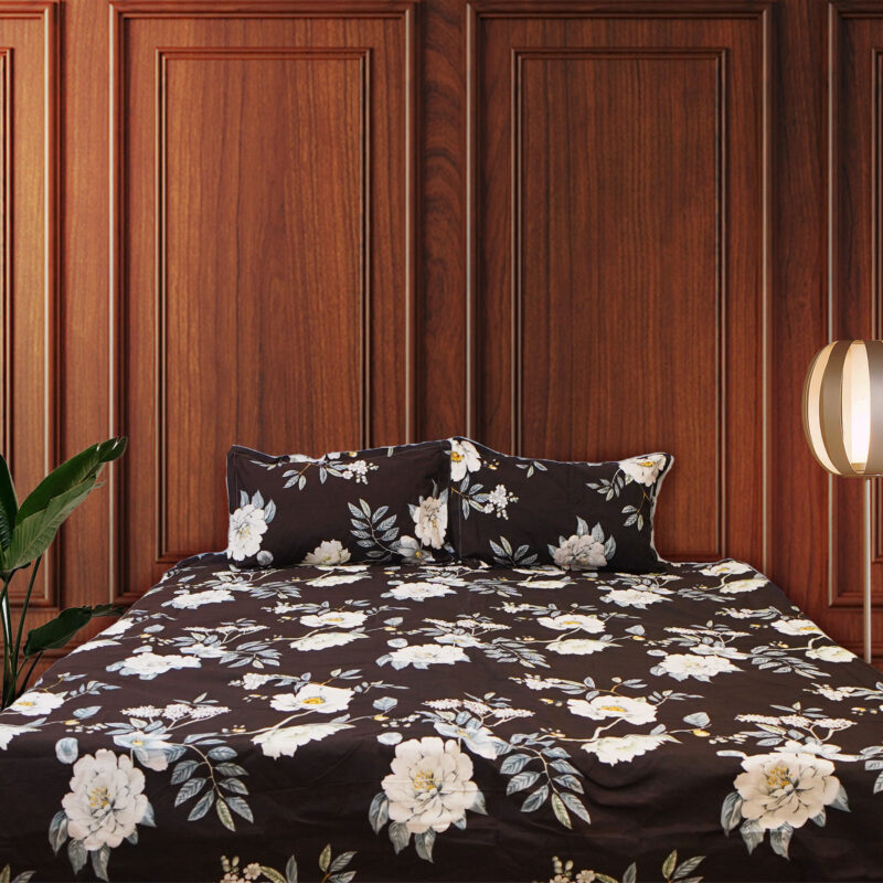 Cotton Floral Print Double Bedsheet with 2 Pillow Covers