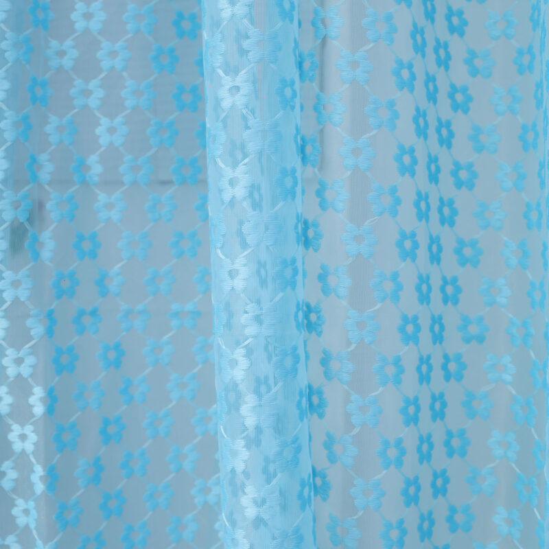 Light Blue Sheer Curtains with Subtle Geometric Pattern