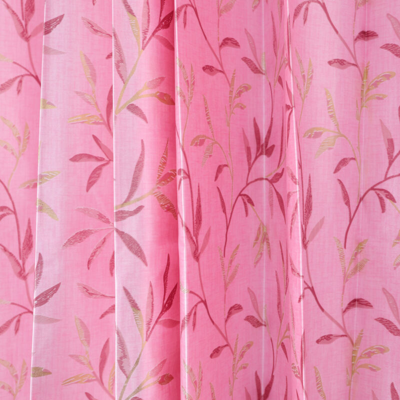 Elegant Pink Silk Curtains with Subtle Leaf Pattern
