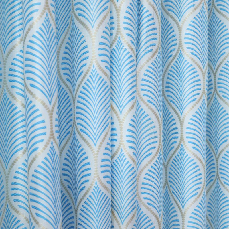 Dual-Design Light Blue Curtains with Geometric and Solid Patterns